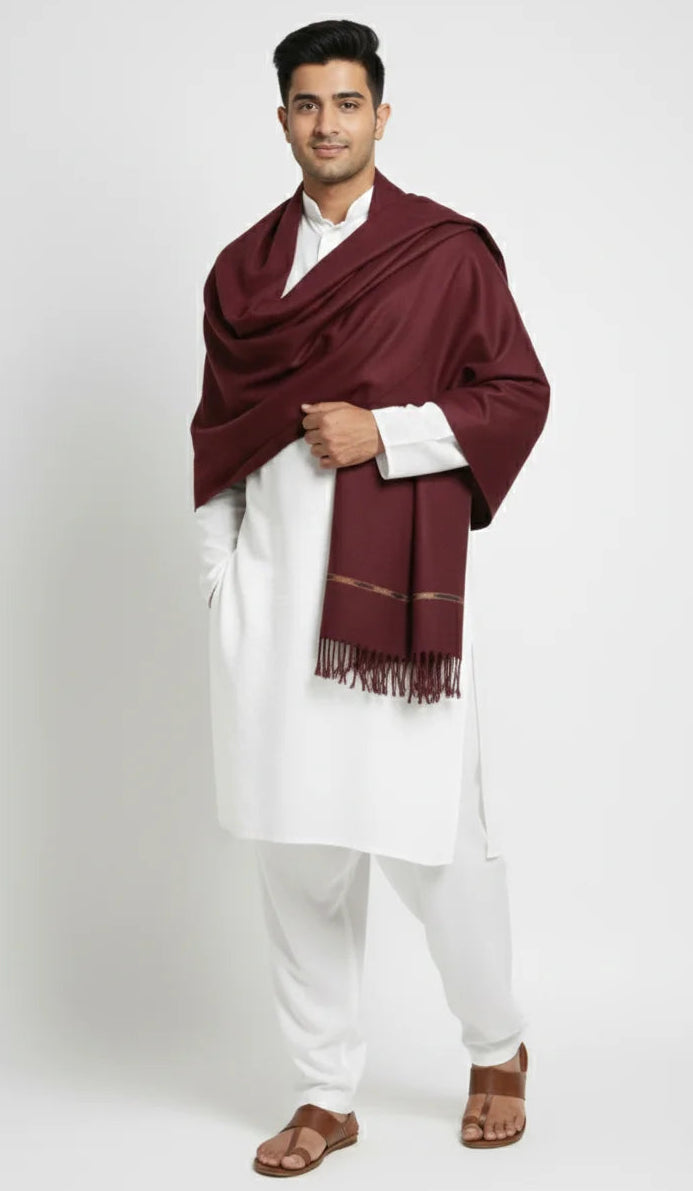 Premium Maroon Men's Shawl