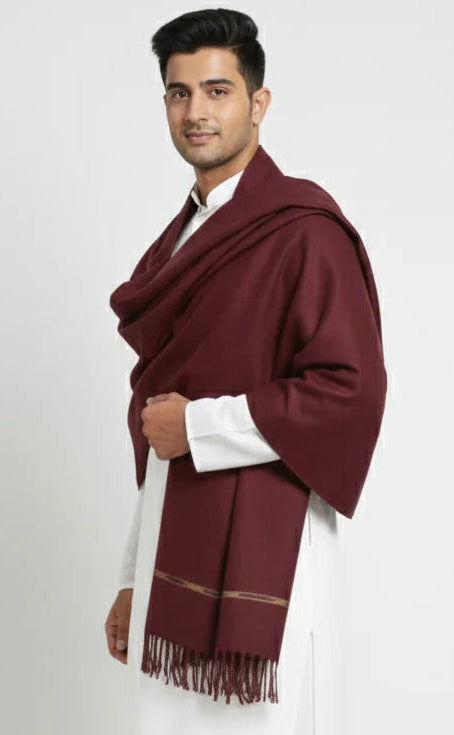Premium Maroon Men's Shawl
