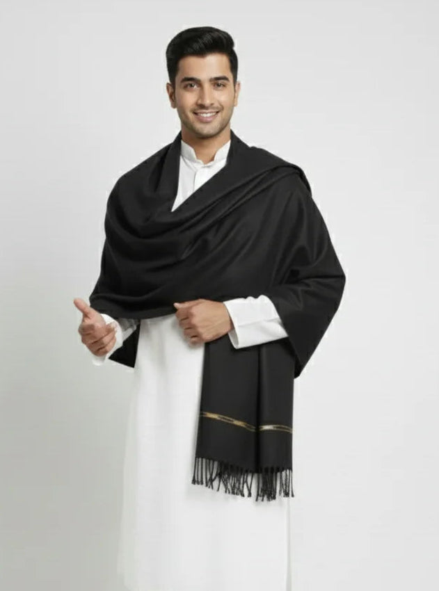 Premium black Men's Shawl