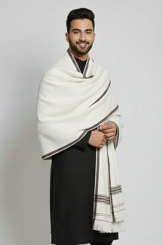 Premium Off White Men Shawl