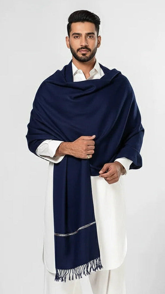 Navy Blue Men Shawl