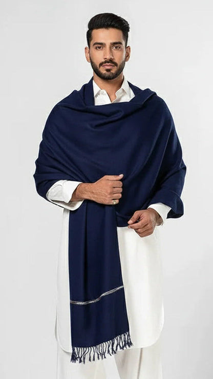 Navy Blue Men Shawl