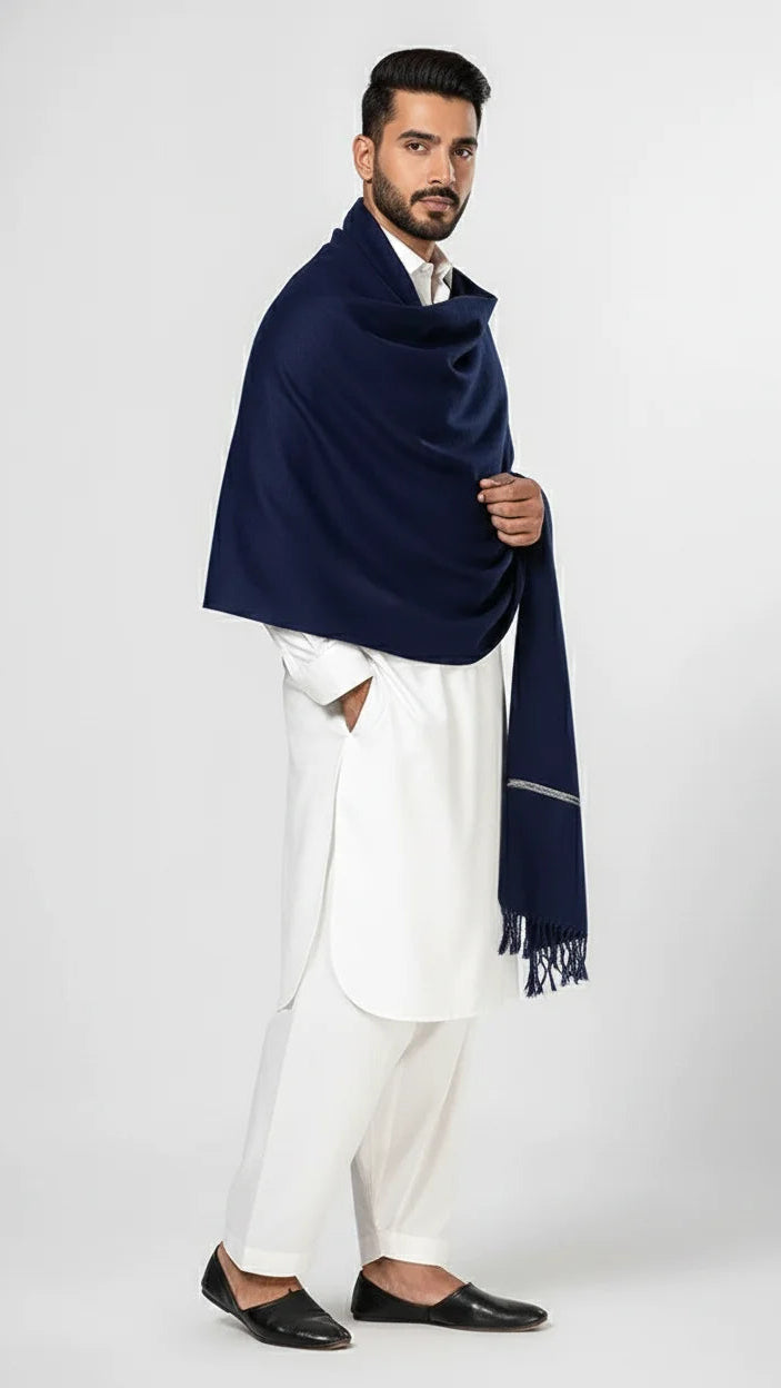 Navy Blue Men Shawl