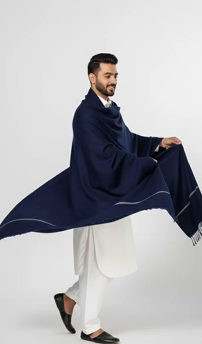 Navy Blue Men Shawl