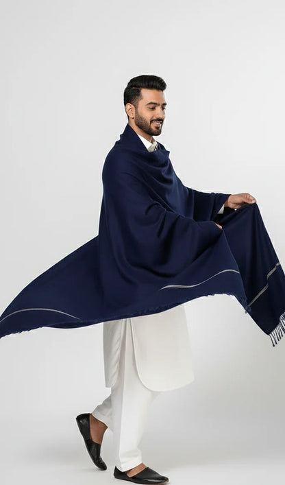 Navy Blue Men Shawl