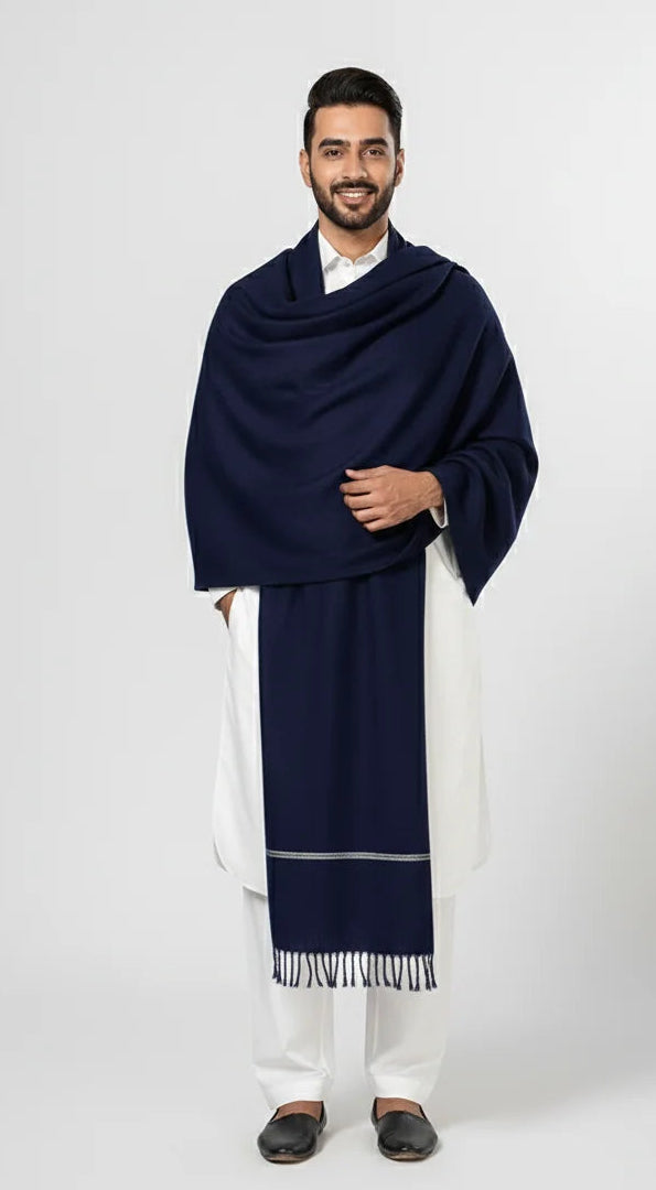 Navy Blue Men Shawl