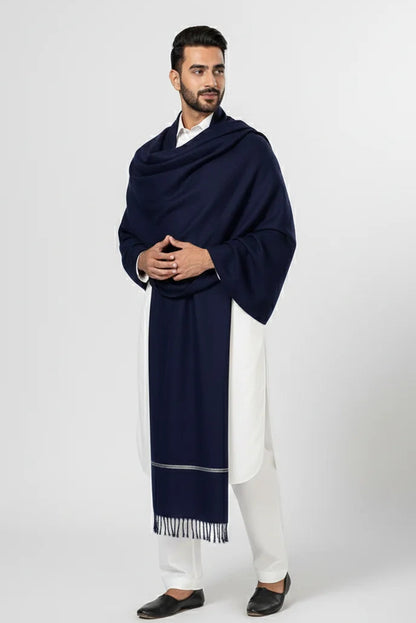 Navy Blue Men Shawl