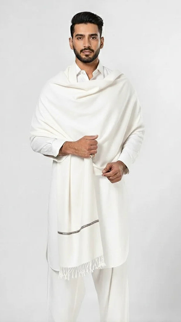 Premium White Men’s Shawl