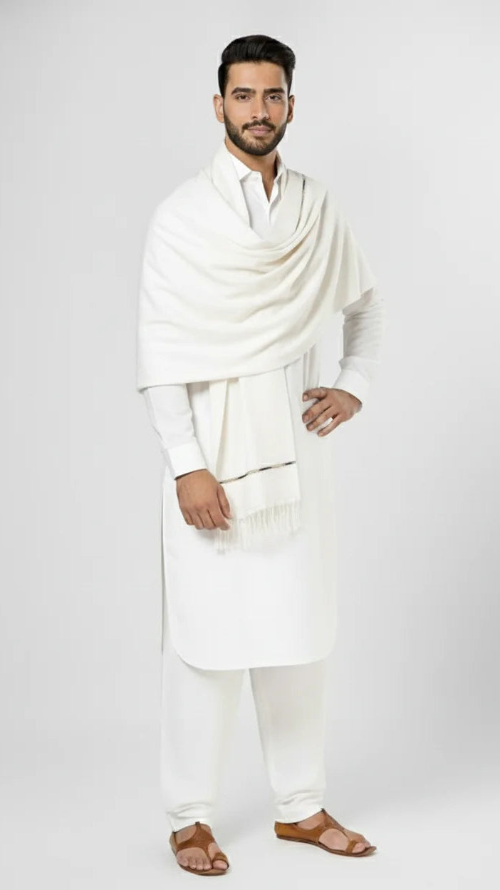 Premium White Men’s Shawl