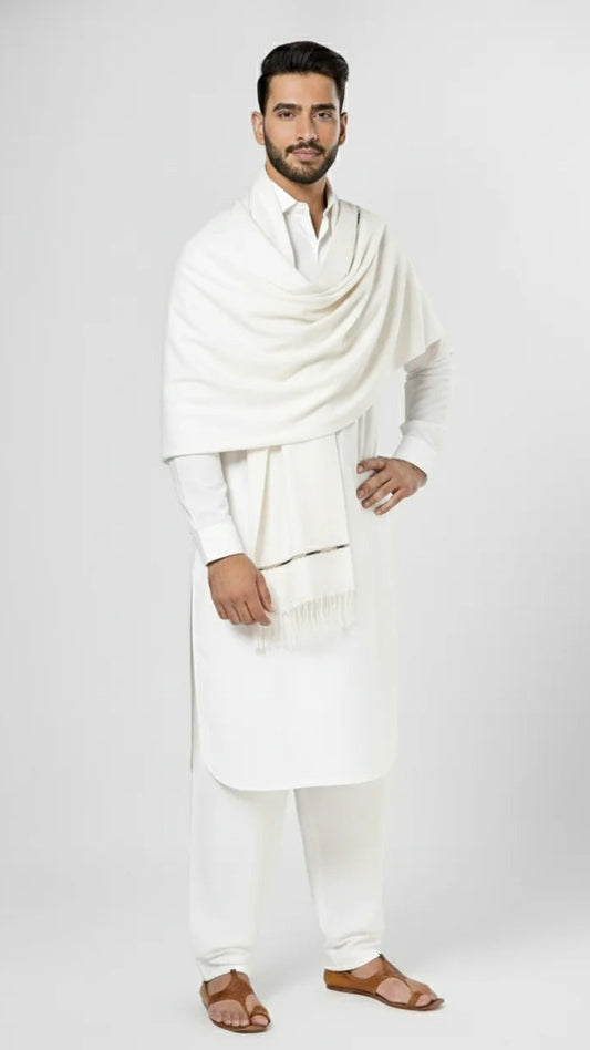 Premium White Men’s Shawl